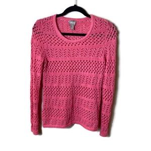 🌹Chico's Open Knit Crochet Sweater Sz 1